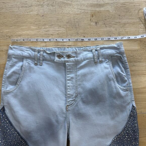 ORTTU Austin Diamon Denim Rhinestones Jeans Size L Daring Statement Club Sexy - Picture 7 of 13